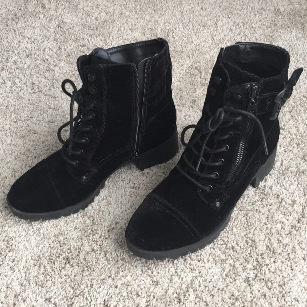 G by Guess velvet combat boots